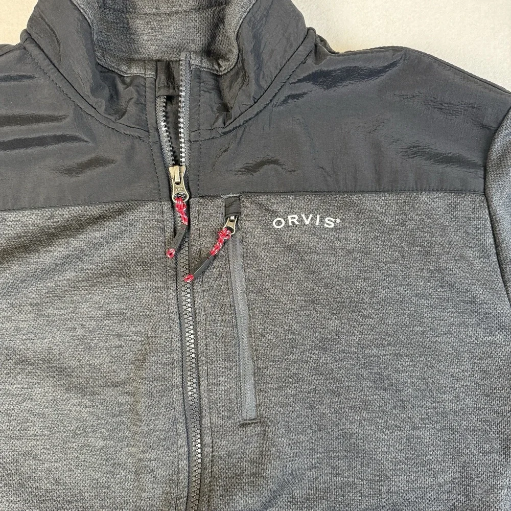 Orvis Men's Classic Collection Size Large Zip Up Grey/black Jacket Lined Hiking